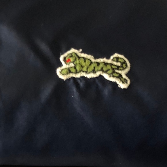 VTG Le Tigre Pullover Anorak Jacket Windbreaker Sz L 44" Hooded Navy Blue Mens - Picture 11 of 11